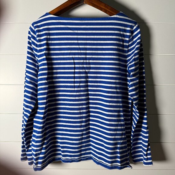 Talbots Royal Blue & White Stripe Shirt with Frenchies Size Large - Picture 4 of 7